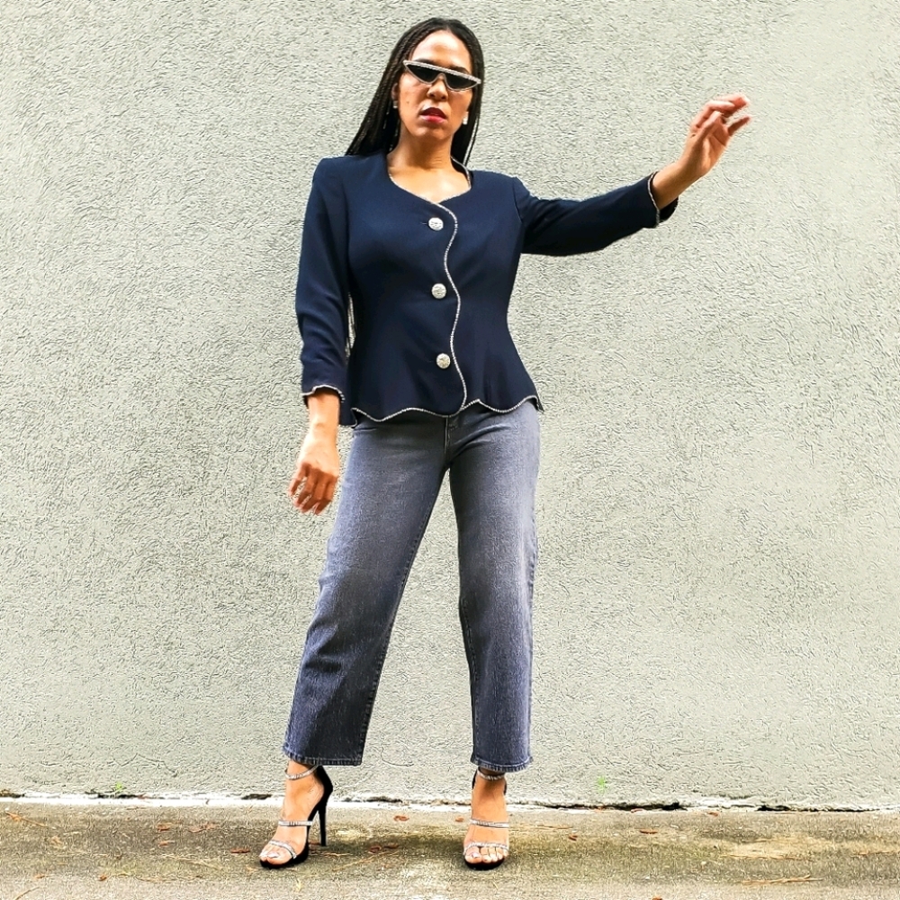 Crystal Embellished Peplum Blazer